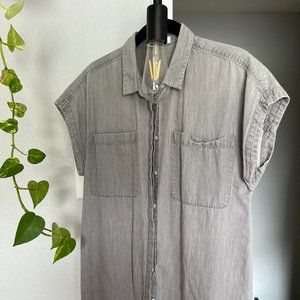 Everlane The Short-Sleeve Shirt Dress - Grey Denim (M)